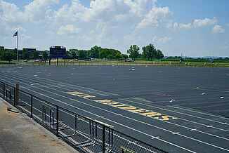 ELCO High School - REGUPOL abzorb REGUPOL abzorb as it is being laid as an underlayment prior to the new synthethic turf that will be featured on ELCO High School's football field.