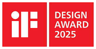Official logo of the iF DESIGN AWARD 2025 in red and white. One of the most prestigious international design awards.