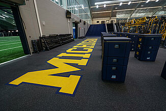REGUPOL custom logo capabilities with aktivpro flooring in Michigan colors REGUPOL custom logo capabilities with aktivpro flooring in Michigan colors