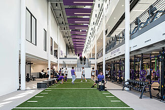 Cornell College - Turf Area Long view of the turf area leading to the steps of the Cornell College Richard and Norma Small Athletic and Wellness Center.