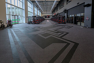 Enter the facility, the Texas Tech logo is prominently placed within the REGUPOL floors, demonstrating increased team pride and dedication.