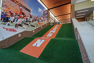 Indoor turf hill located in Clemson athletic facility.